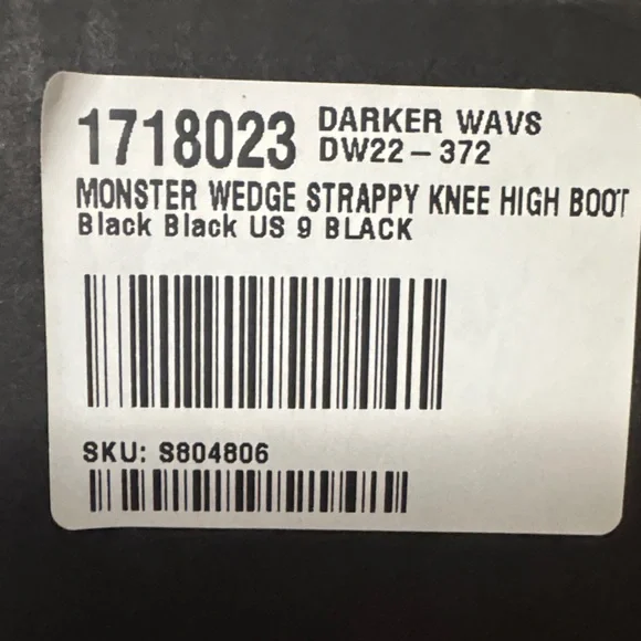 Gothic Black Buckle Strappy Monster Wedge Knee High Platform Boots - 9 - Picture 8 of 17